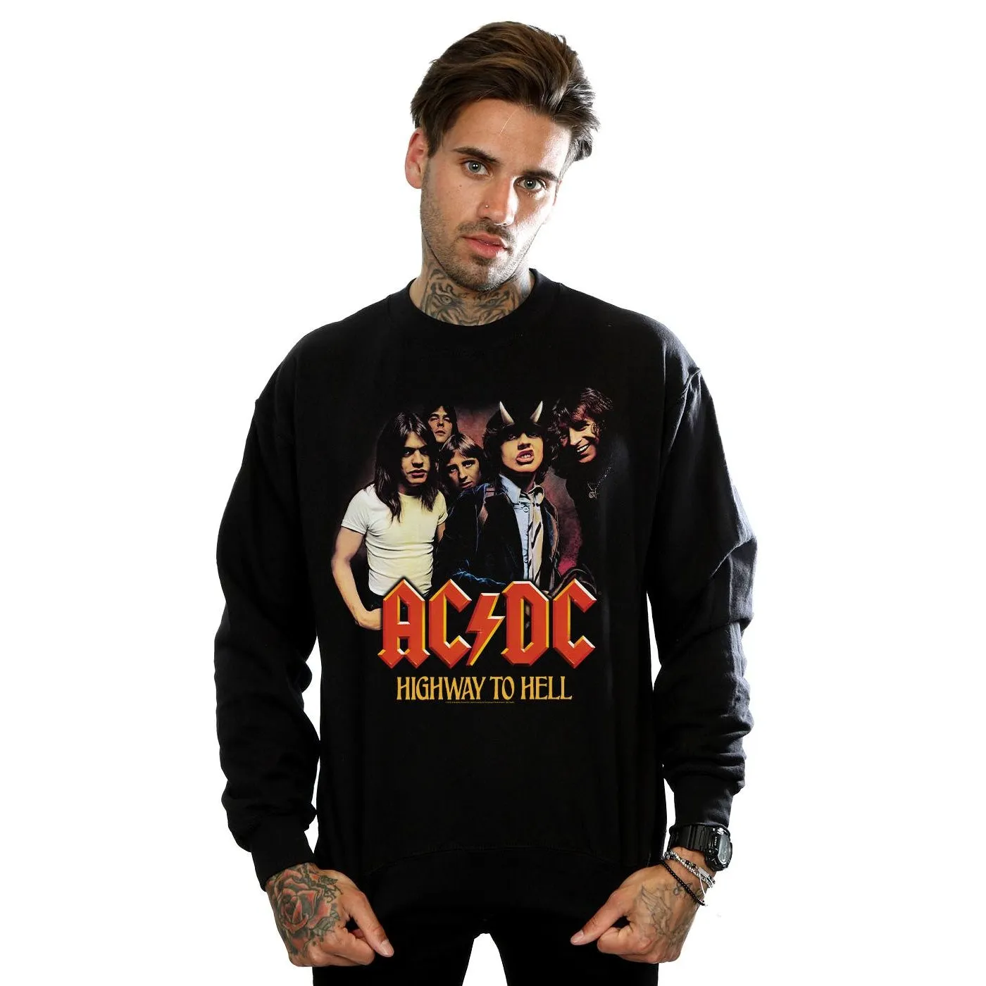 ACDC Mens Highway To Hell Group Cotton Sweatshirt