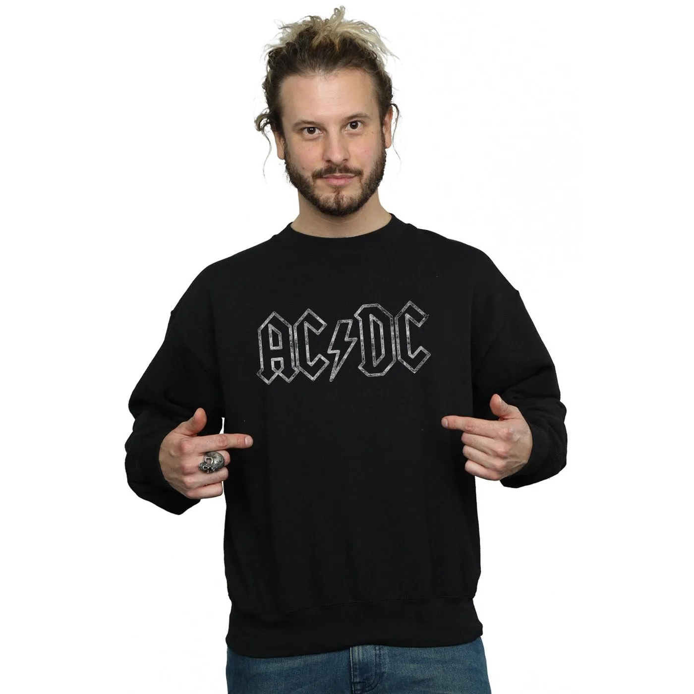 AC/DC Mens Jagged Logo Cotton Sweatshirt