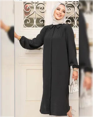 Ahlam Aerobin - Knee Length Tunic in Black Shade قميص أحلام الصيفي الطويل من قماش الأيروبين باللون الأسود الجميل