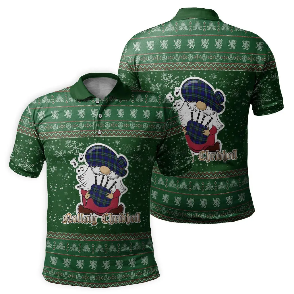 Arbuthnot Modern Clan Christmas Family Polo Shirt with Funny Gnome Playing Bagpipes