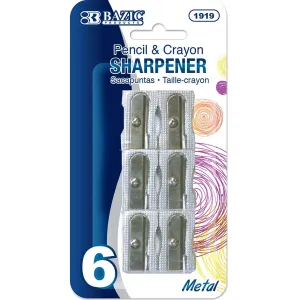 Bazic Single Blade Metal Pencil Sharpener Pack of 6