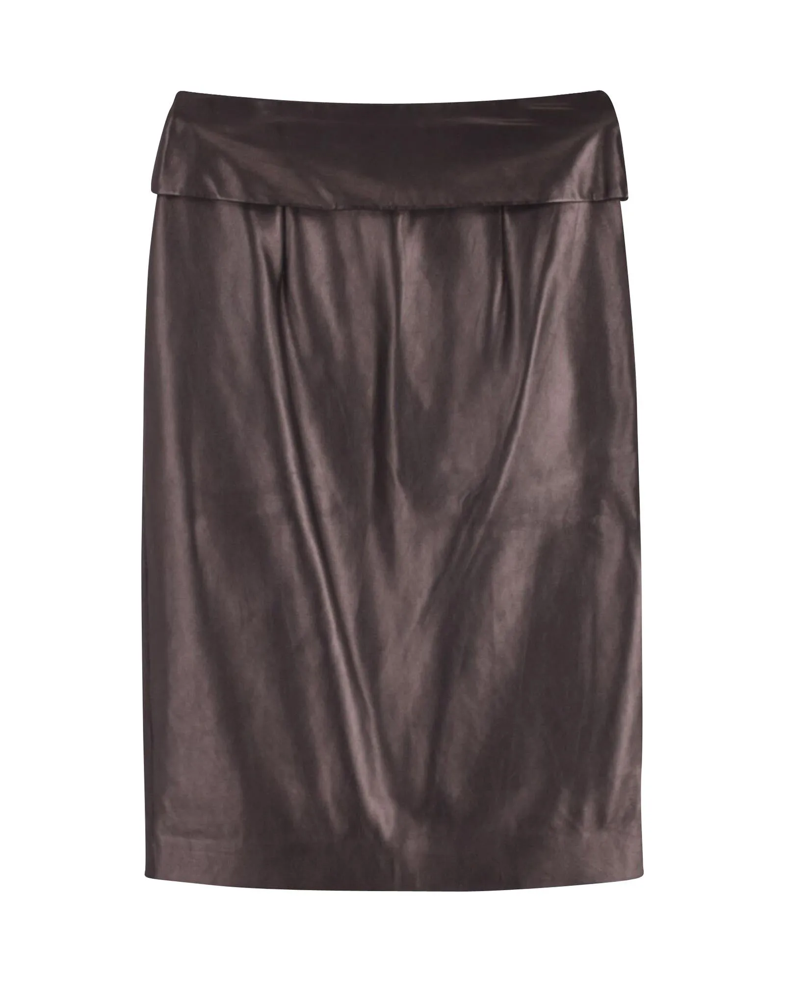 Black Leather Pencil Skirt with Flap Detail and Back Zipper Closure