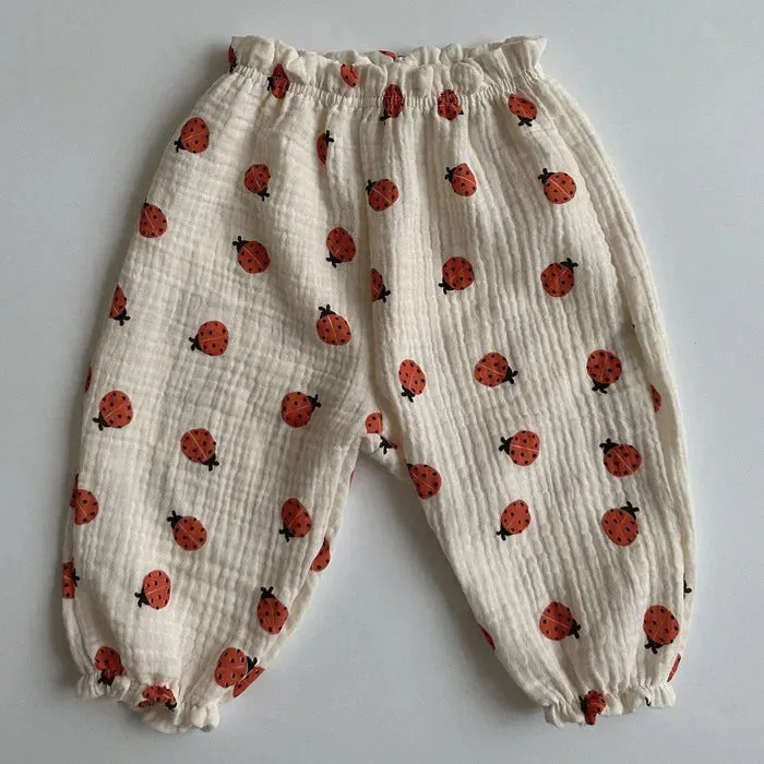 Boys and Girls' Summer New Floral Bloomers Organic Cotton Baby Pants Baby Loose Casual Pants Korean Version Mosquito Proof Pants