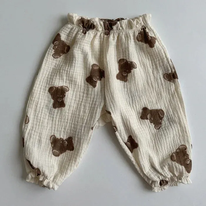 Boys and Girls' Summer New Floral Bloomers Organic Cotton Baby Pants Baby Loose Casual Pants Korean Version Mosquito Proof Pants