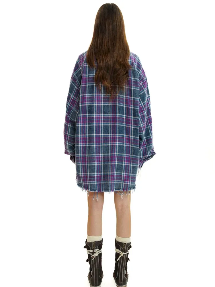 Checkered long-sleeved shirt【s0000008575】