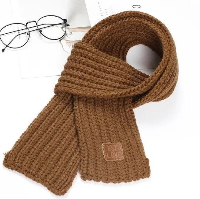 Children Winter Scarf Baby Warm Knitted Soild Scarves for Ladies Boys Girls Soft Kids Scarf Women Thick Warm Black Accessories