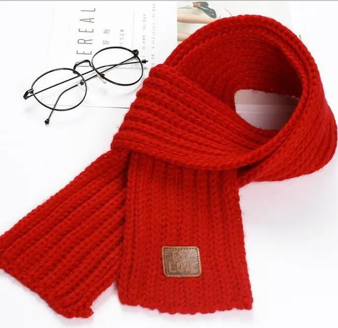 Children Winter Scarf Baby Warm Knitted Soild Scarves for Ladies Boys Girls Soft Kids Scarf Women Thick Warm Black Accessories