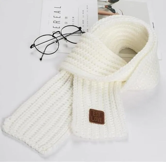 Children Winter Scarf Baby Warm Knitted Soild Scarves for Ladies Boys Girls Soft Kids Scarf Women Thick Warm Black Accessories