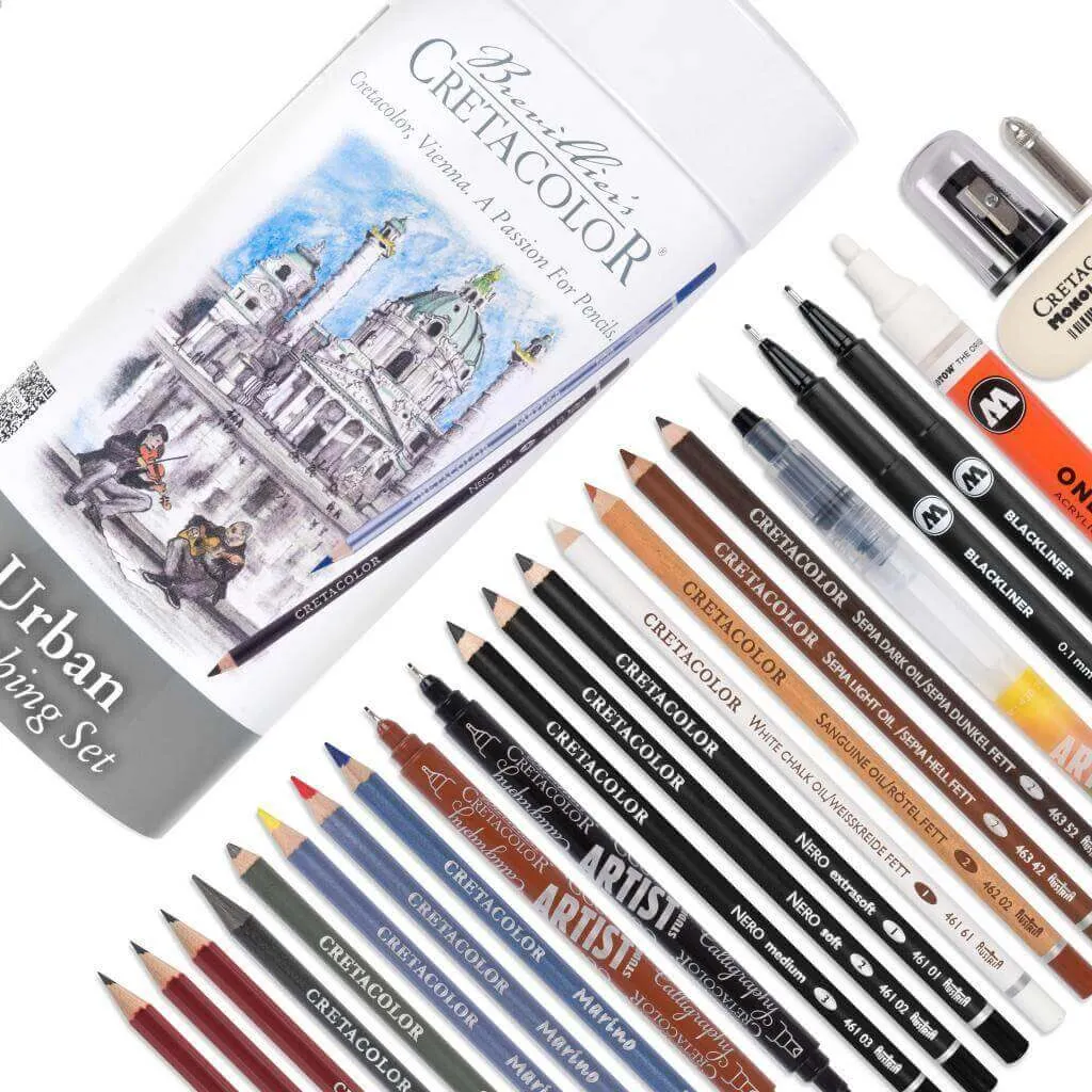 Cretacolor Urban Sketching Oval Tin Set Of 24 Pcs