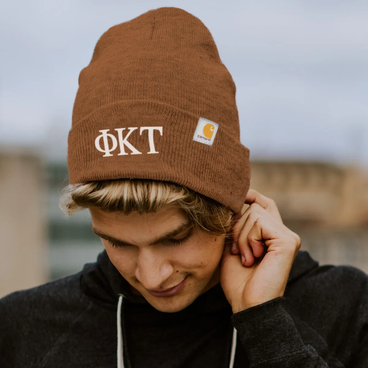 Delta Upsilon Brown Carhartt Beanie