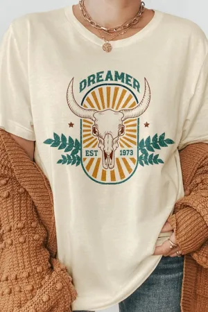 Dreamer Cow Skull Western Graphic Tee