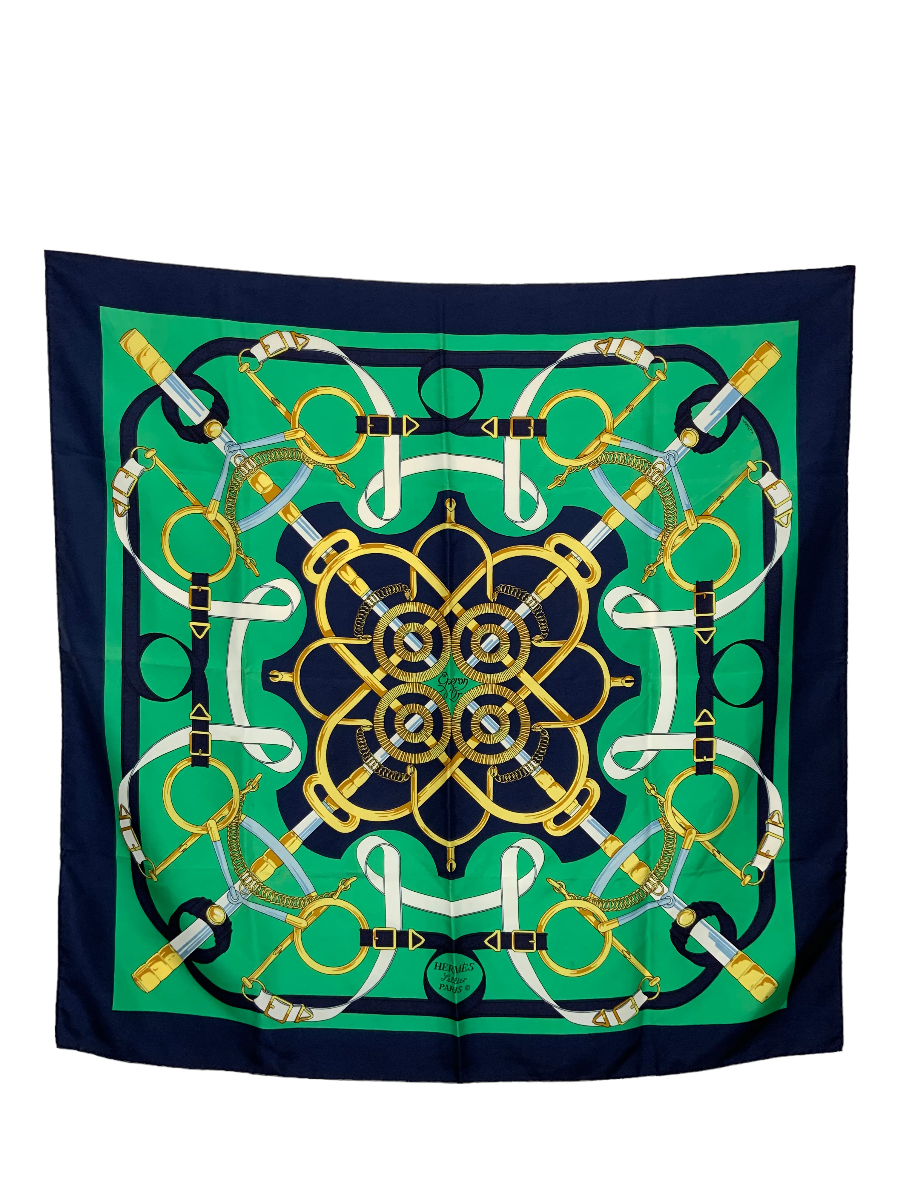 HERMES Eperon D'or Silk Scarf 90