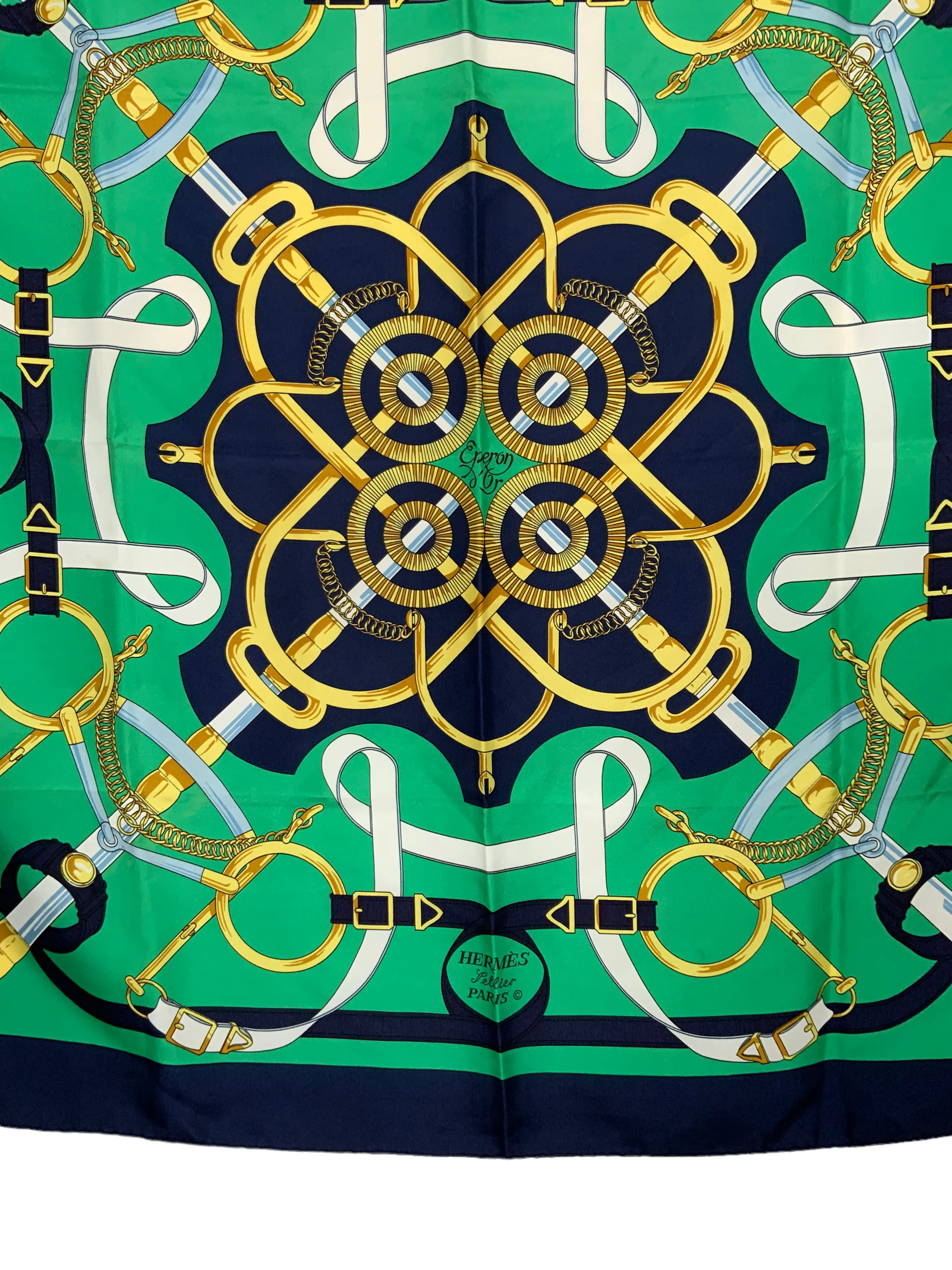 HERMES Eperon D'or Silk Scarf 90