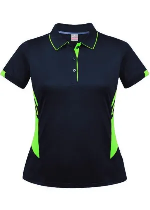 Ladies Tasman Polo Navy/Neon Green