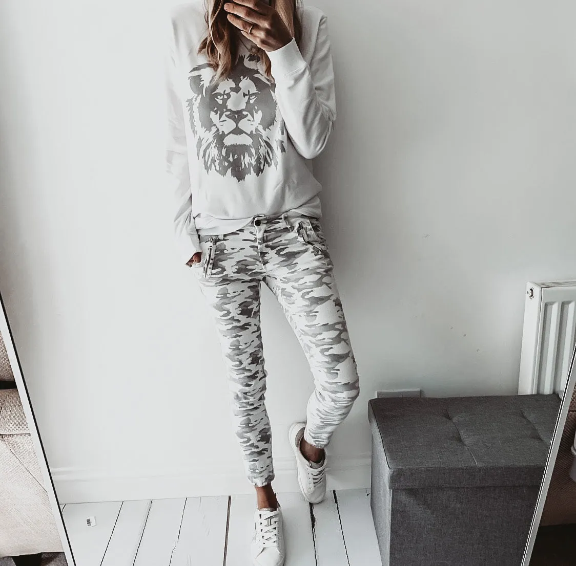 Light grey camo combat jeans