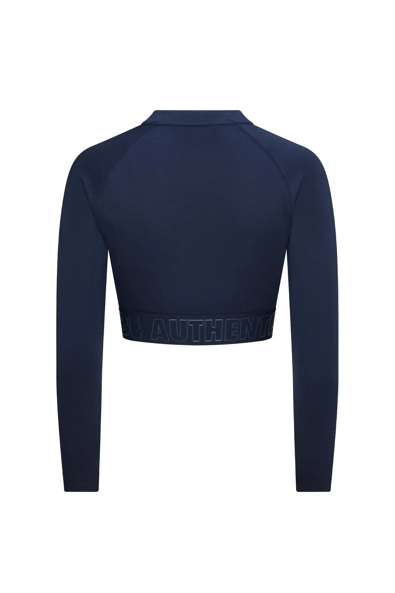 Midnight Navy Women's L/S Banded Cropped Tee