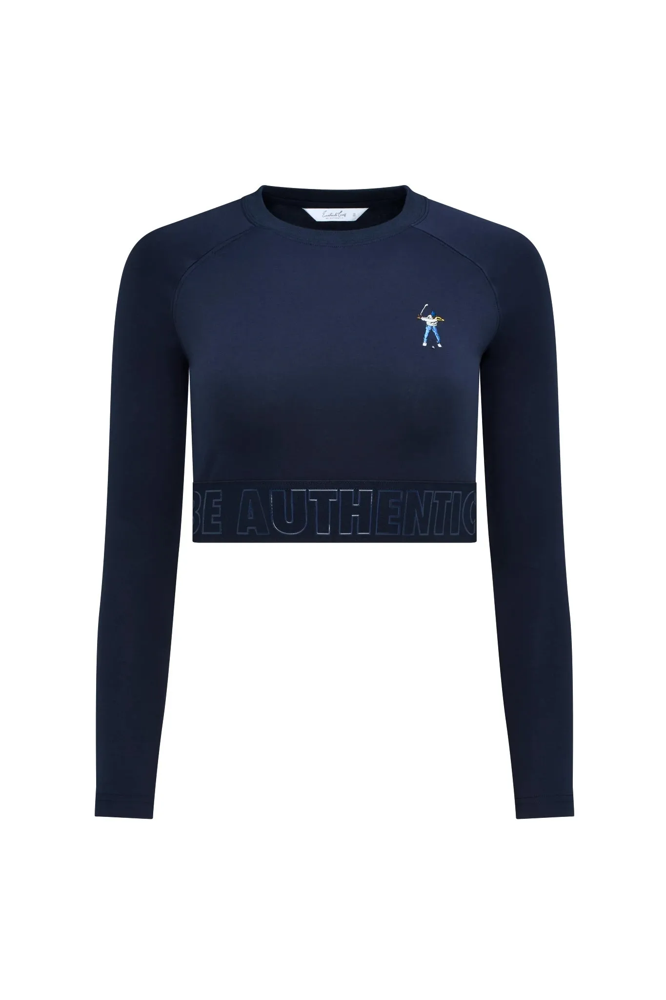 Midnight Navy Women's L/S Banded Cropped Tee