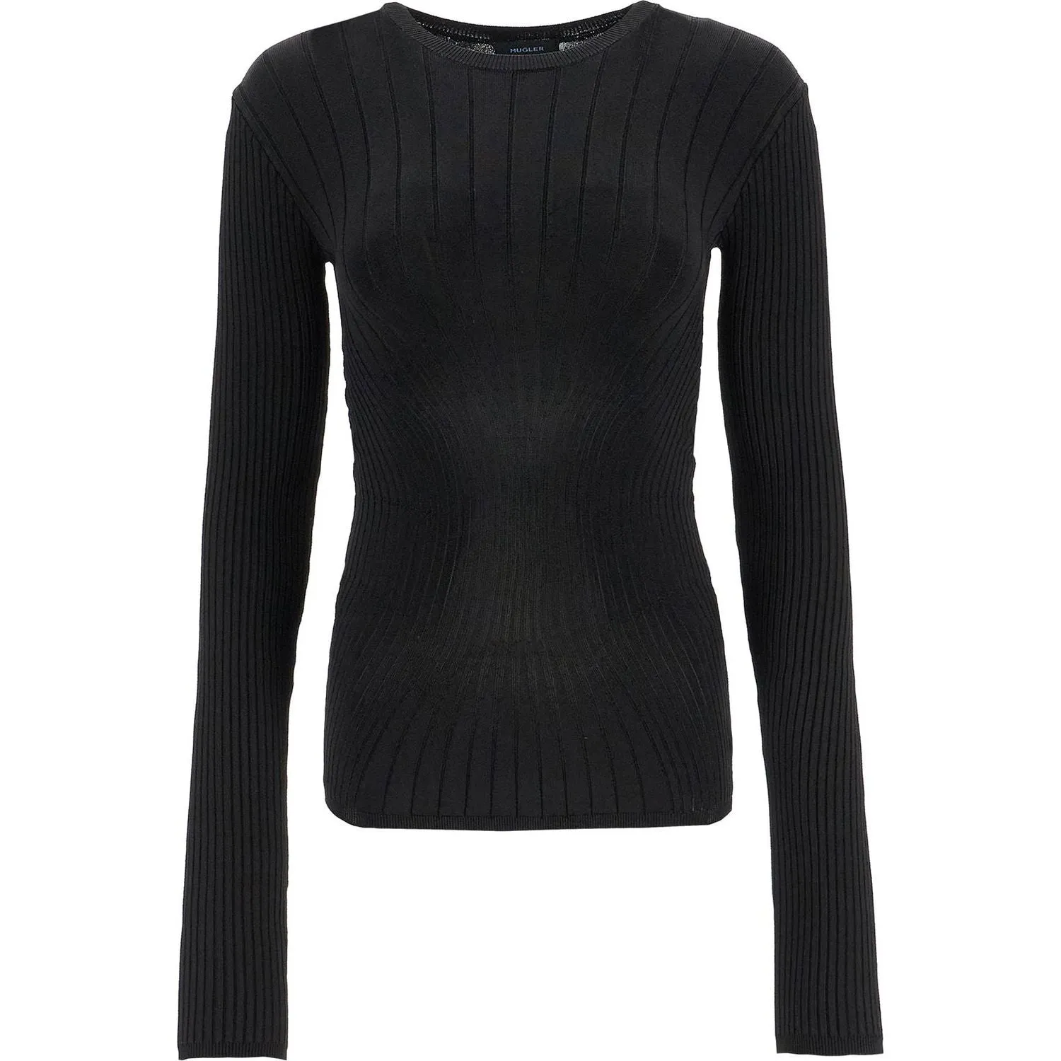 Mugler ribbed knit top with long sleeves