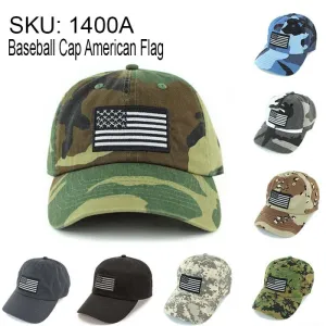 Newhattan 100% Cotton Baseball Caps Embroidered USA Flag US02