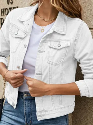 Women's slim lapel regular denim jacket