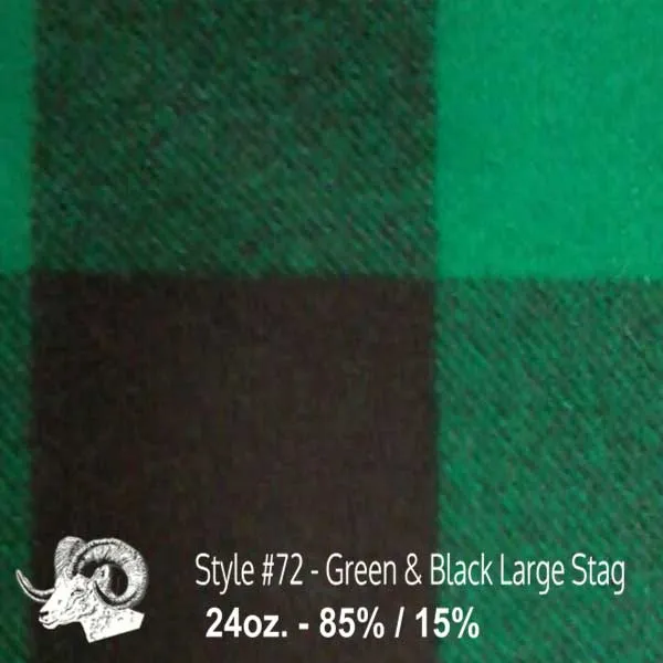 Wool Swatch - 72 - Green & Black Large Stag